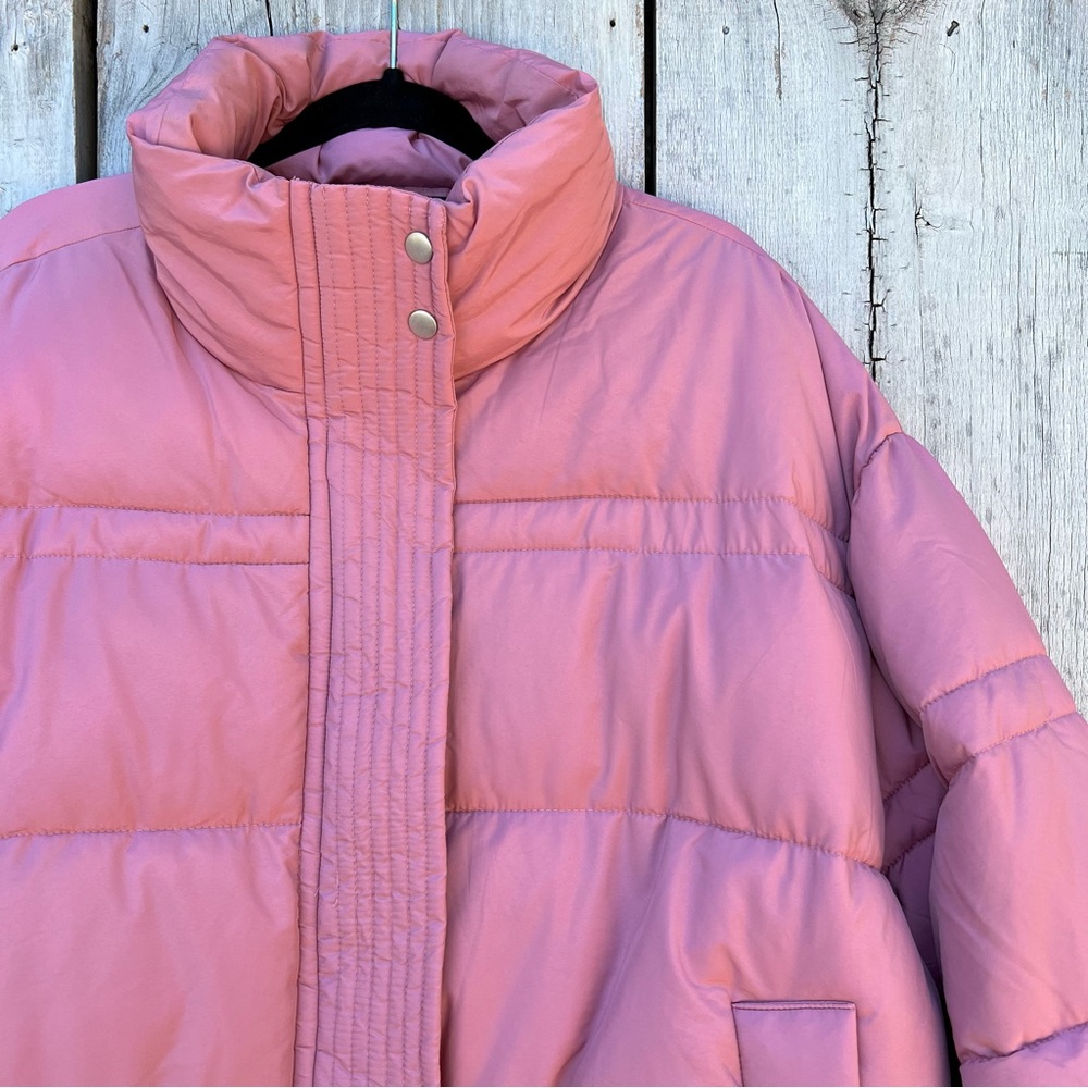 NWT Free People mauve pink rose full zip oversized winter puffer jacket - Picture 7 of 14